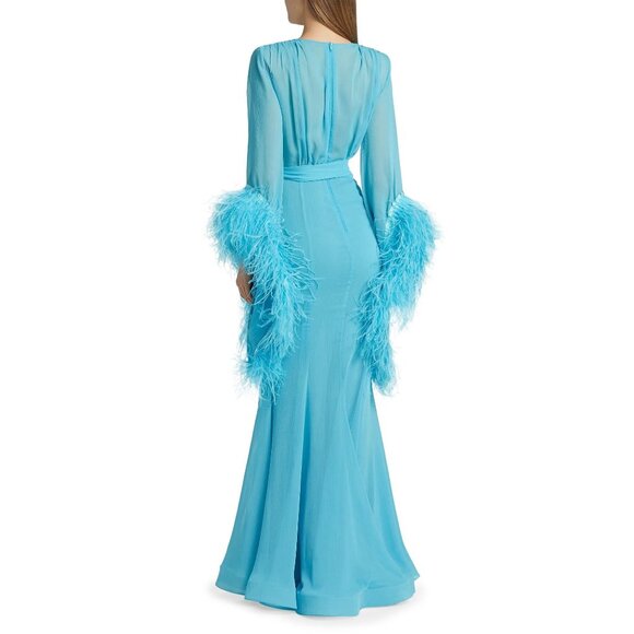 Bronx and Banco Geisha V Neck Gown in Teal X-Large New Womens Long Maxi Dress - Picture 15 of 16